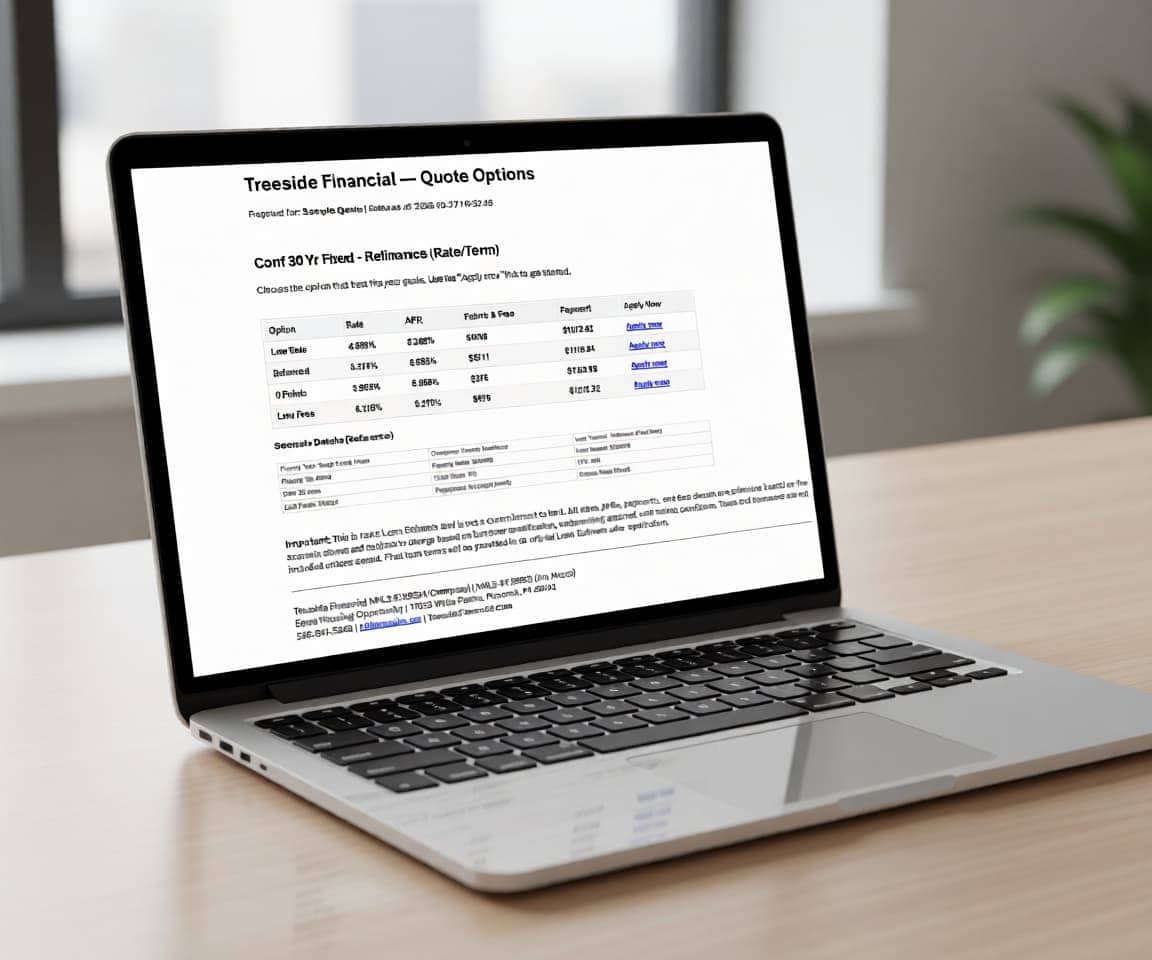 laptop with mortgage quotes on screen